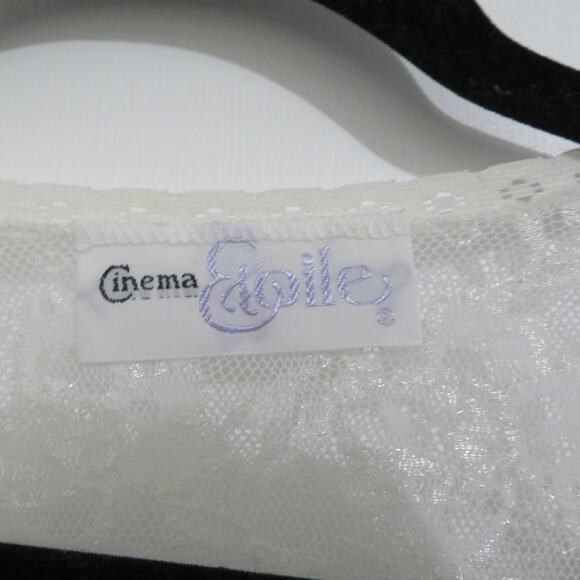 Cinema Etoile Womens Sz M Off White Long Line Nylon Wrap Dress Vintage Nightgown - Picture 7 of 9